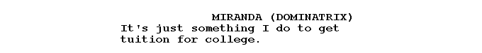 Screenplay snippet - Character Cues #1