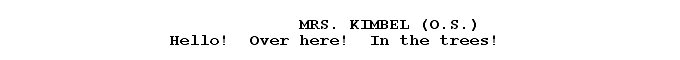 Screenplay snippet - Character Cues #2